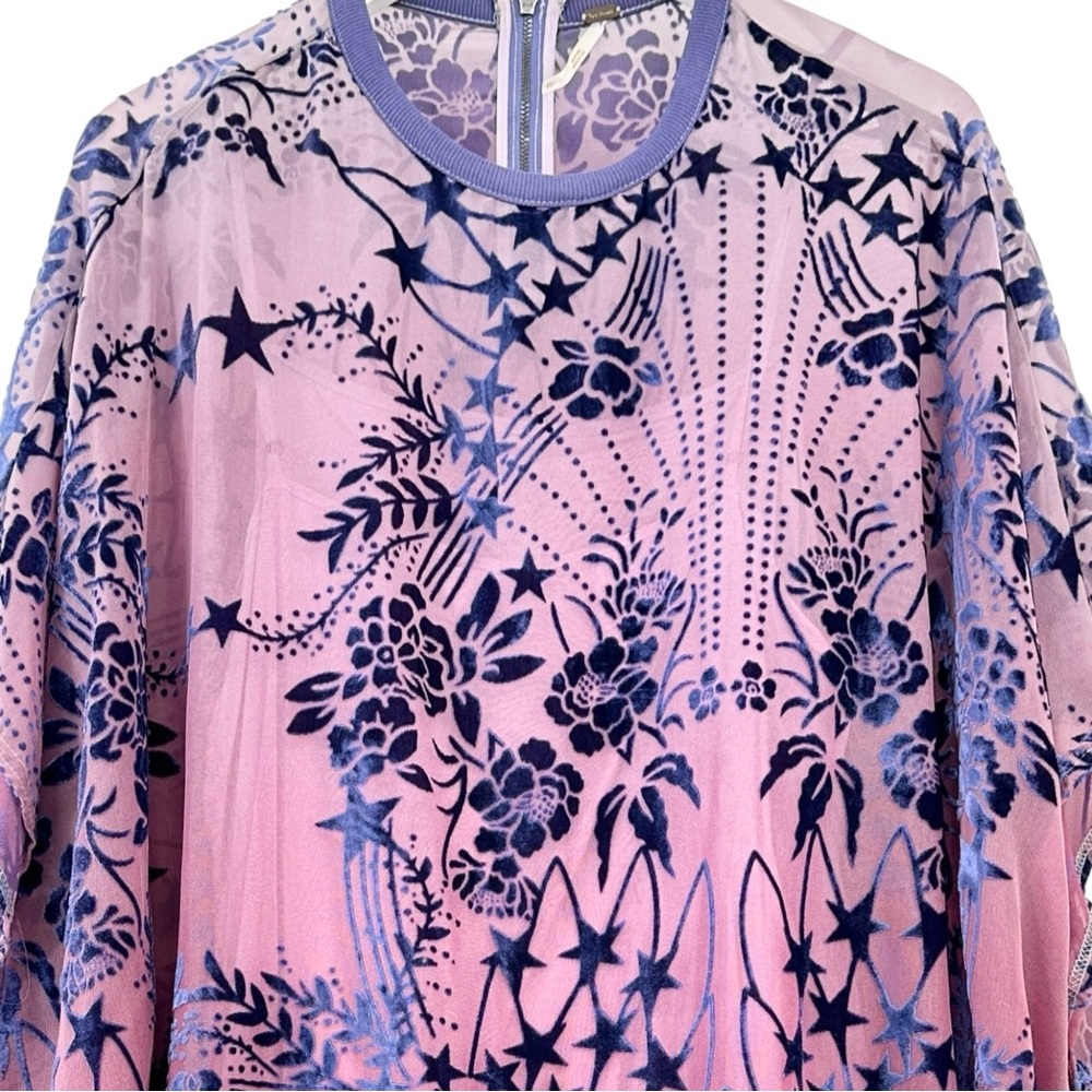 Free People Shooting Star T-Shirt Mini Dress - Purple Lined Loose Fit Dress sz L - Picture 6 of 11